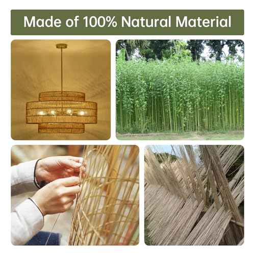 30" Rattan Chandelier for Dining Room