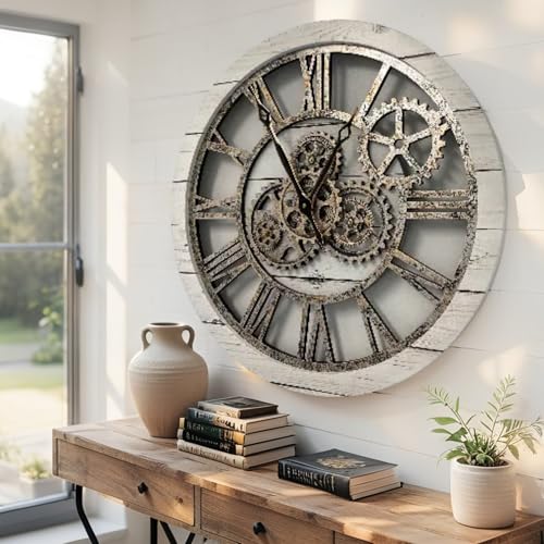 The Gears Clock The Original Real Moving Gear Wall Clock Vintage Industrial Oversized Rustic Farmhouse