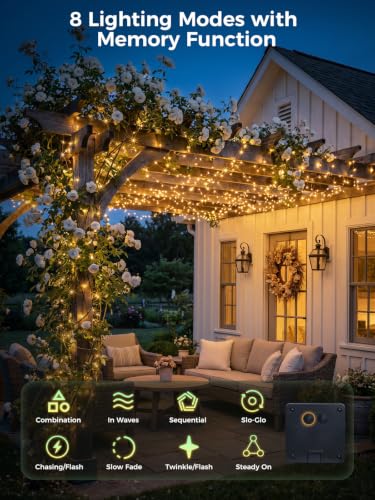 2PACK 66FT 200LEDs Fairy Lights Solar (2 Count)