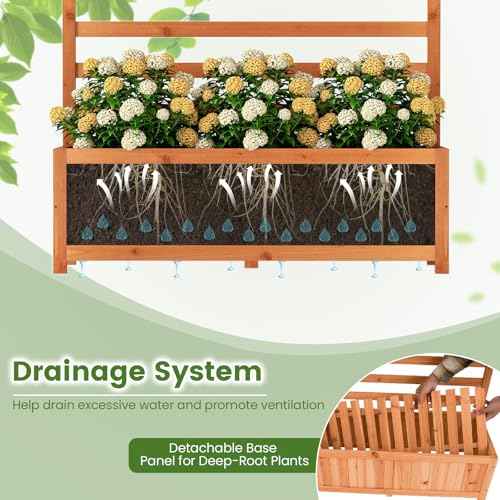59" Raised Garden Bed with Trellis & Detachable Base Panel