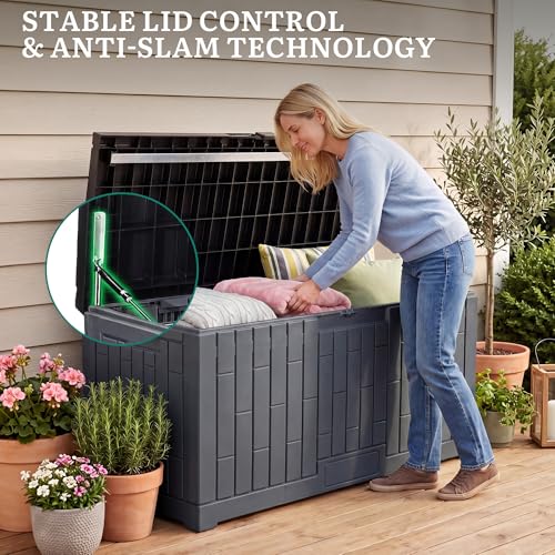 Large Deck Box 120 Gallon Resin Outdoor Storage Box