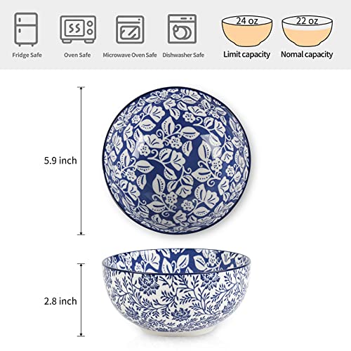 Ceramic Cereal Bowls Set of 6 (6 Count)
