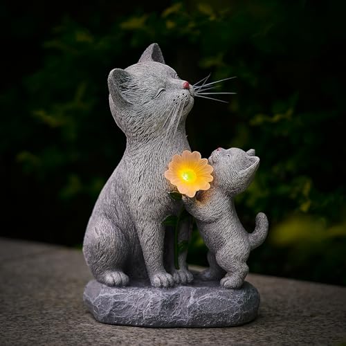 Solar Cat Garden Statue Outdoor Decor
