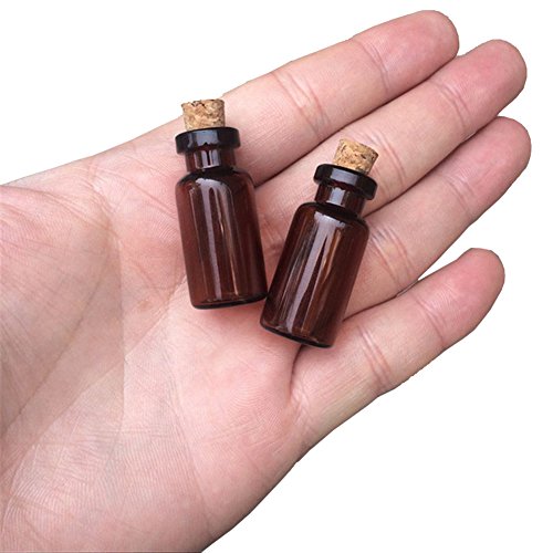 Amber Glass Vials 2ml with Cork Empty Brown Tiny Glass Jars Mini Glass Bottles Containers 50 Units