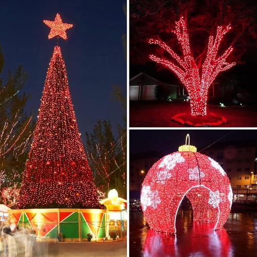 2pack 500LED Solar String Lights Outdoor Waterproof Red & White (1800.98 Foot)