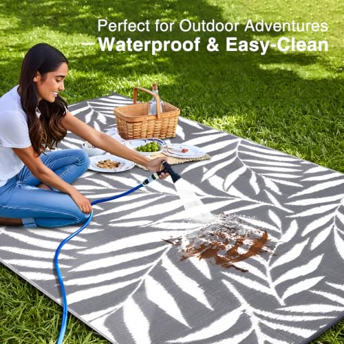 Outdoor Rug 6x9 ft Waterproof Reversible Leaf Mat