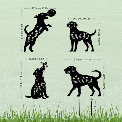 4 Pack Dog Metal Garden Decorative Stakes (4 Count)
