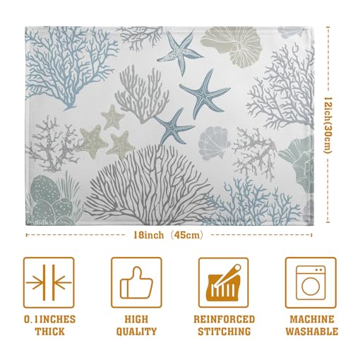 Summer Linen Placemats Set of 4 Nautical Coastal Theme Washable Non (4 Count)