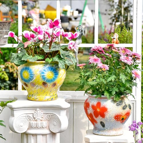 9 Inch Hand Painted Ceramic Succulent Plant Pots
