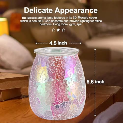 2-in-1 Candle Warmer Lamp, Electric Wax Melt Warmer with Pink Ombre Glass, Night Light & Removable Tray, Flameless Aromatherapy Gift for Home Bedroom Office