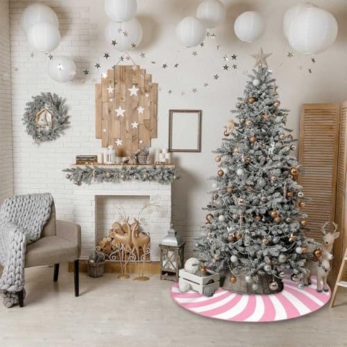 Pink Candy Christmas Tree Skirt 36inch Xmas Decorations