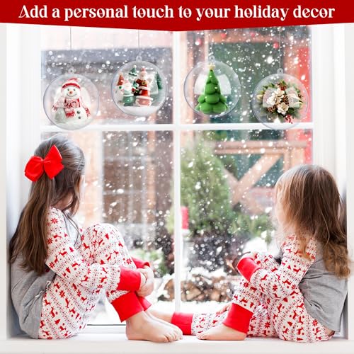 2 Pieces 6.3 Inch Christmas Clear Plastic Fillable Ball Ornaments DIY Craft Transparent Baubles Shatterproof Christmas Tree Hanging Ornaments for Xmas New Year's Birthday Wedding Home Decor (50 Count)