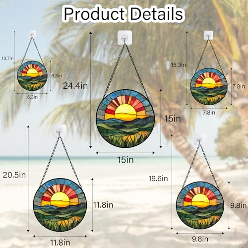 Sunset Gradient Stained Glass Window Hanging Suncatche Gift for Women 12"