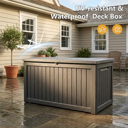 280 Gallon Outdoor Storage Box Waterproof Lockable Resin Deck Box Large