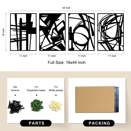 4 Pack Black Abstract Metal Wall Art (4 Count)