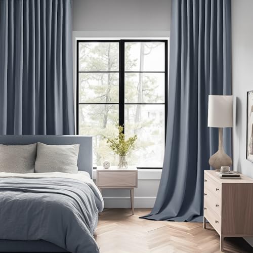 Stone Blue Back Tab Blackout Curtains 52x90 Inch Long 2 Panels Set (2 Count)
