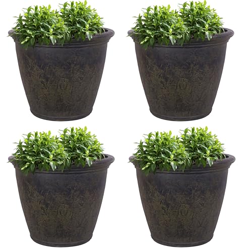 Sunnydaze Anjelica 24'' Large Plastic Planter Pot for Plants (4 Count)