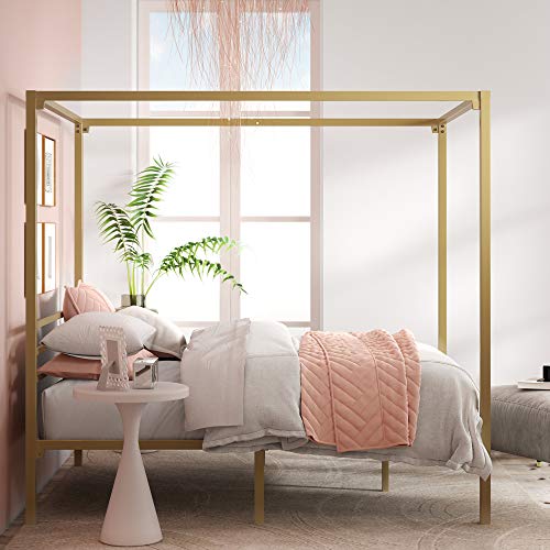 Patricia Gold Metal Canopy Platform Bed Frame