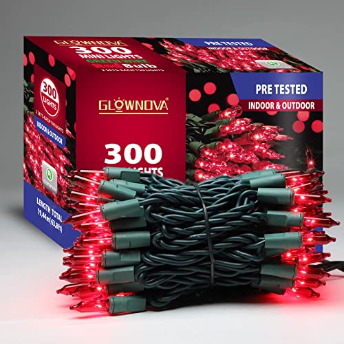 Green Wire Red 300 Incandescent Mini Bulb String Lights for Indoor Christmas Tree Garland Birthday Wedding Party Festival Decoration (300 Count)