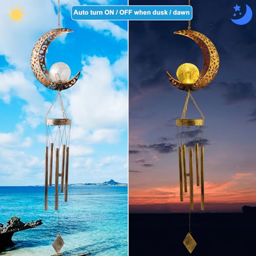 Moon Wind Chimes Solar Outdoor