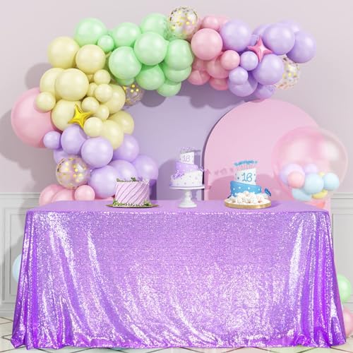 Sequin Tablecloth 60x120 Inch Lavender for Wedding Party