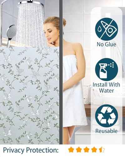 Frosted Glass Window Film with Elegant Flower Design