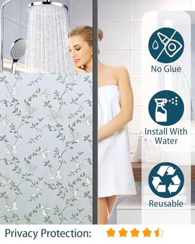 Frosted Glass Window Film with Elegant Flower Design