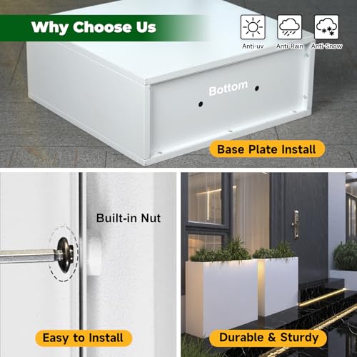Metal Rectangular Planter Box 24" L x 10" W x 24" H White Metal Planter Box