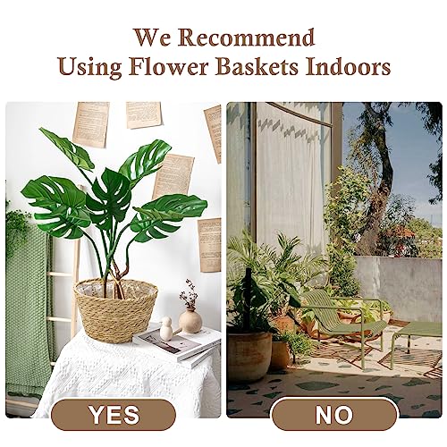 Woven Plant Basket Set of 3 with Plastic Liner (3 Count)