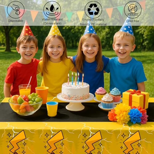 3 Pack Yellow Cartoon Plastic Birthday Tablecloths (3 Count)