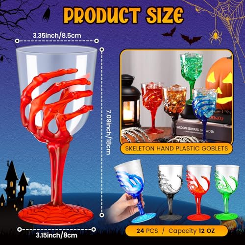 24 Pcs 12 oz Halloween Skeleton Hand Goblets