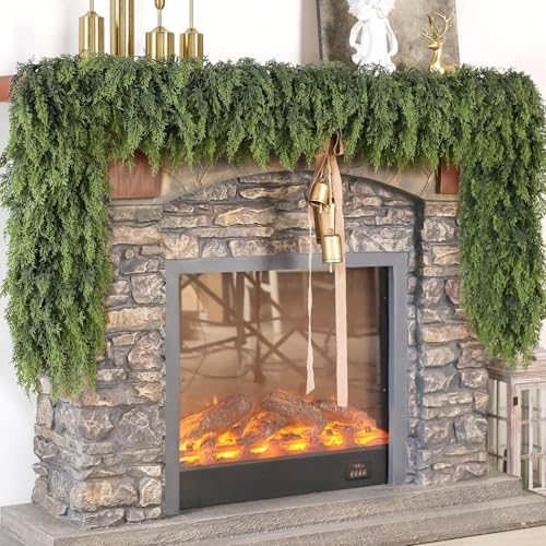 Lifelike Touch Artificial Christmas Cedar Garland for Mantle (12 Foot)