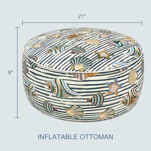 Indoor Outdoor Inflatable Ottoman with Handle D21 x H9 Inch