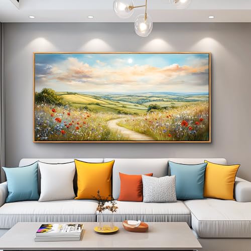 Large Wall Art For Living Room Canvas Wall Decor For Bedroom Mountain Path Landscape Painting Wood Frame Farmhouse Restaurant Home Wall Decorations Art Print Posters Ready To Hang 20"X40"