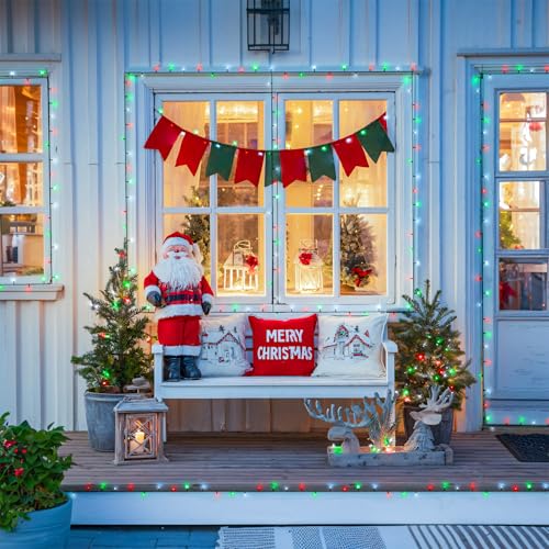 2 Pack Solar Christmas Lights Tot. 66FT 200LED Red White and Green (66 Foot)
