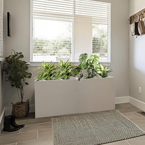 Metal Rectangular Planter Box 24" L x 10" W x 24" H White Metal Planter Box