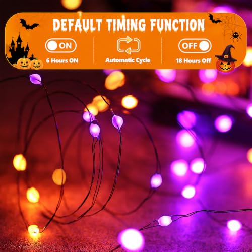2 Pack 50 LED Battery Operated Halloween Lights Outdoor Waterproof