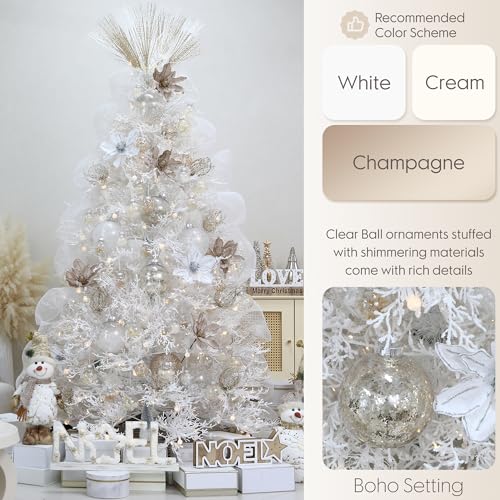 24 Pack Clear Christmas Ball Ornaments with Fillers (24 Count)