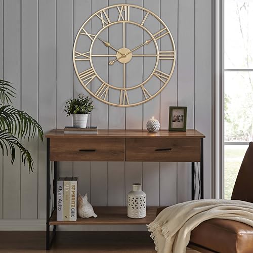 Silent 24 Inch Wall Clock for Living Room Decor
