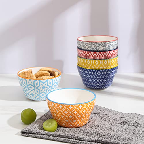 Ceramic 8oz Bouillon Cups 4 Inch Small Bowls (6 Count)