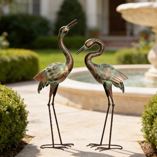 Metal Heron Garden Statue Life