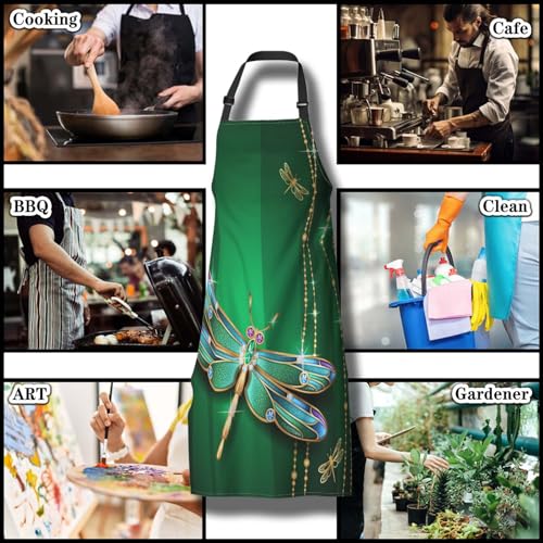 Garden Apron for Women Beautiful Vivid Dragonfly Aprons for Men for Kitchen Cooking Restaurant BBQ Painting Crafting Gardening 27”