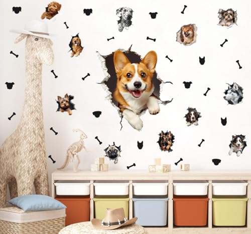 Large 3D Dogs Wall Stickers (24 Count)