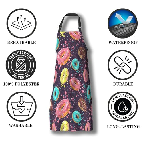 Chef Apron for Men Donuts Women Aprons for Kitchen Cooking Restaurant BBQ Painting Crafting 27”