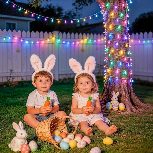 33 ft 100 LED Connectable Globe Easter Lights String Indoor