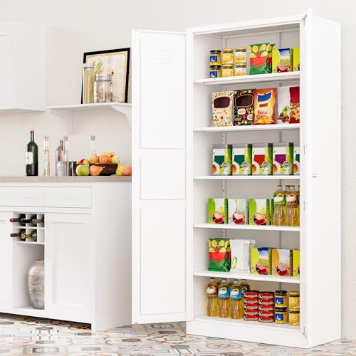 71" Tall Pantry Cabinet with 2 Doors and 5 Shelves