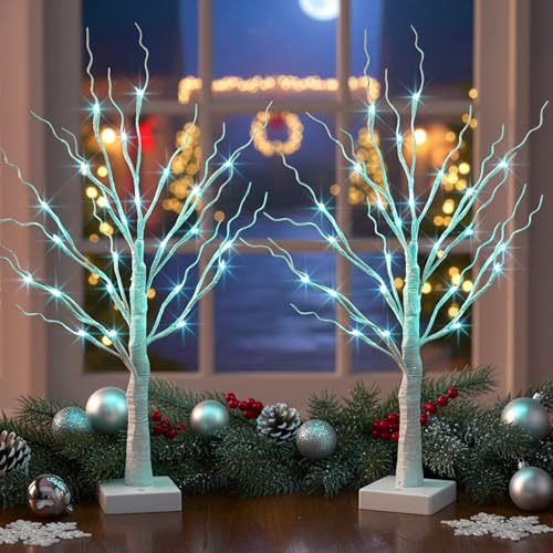 Blue Green Trees Decor for Home (2 Count)