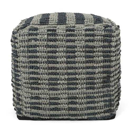 Boho Handmade Fabric Cube Pouf Ottoman Foot Stool