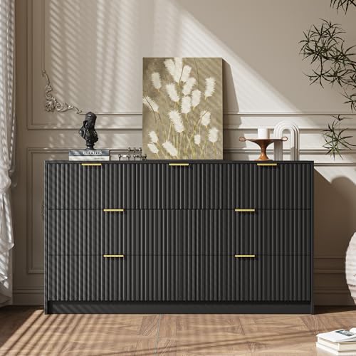 Black 7 Drawer Dresser for Bedroom