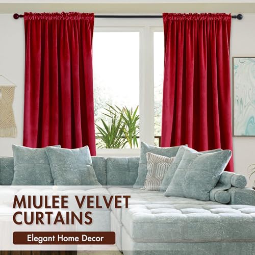 Red Blackout Velvet Curtains Drapes 90 Inch Long 52"x90" Bedroom (2 Count)